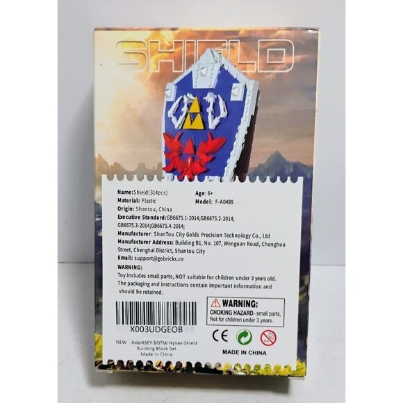AOBIKSEY 18K SUPER SHIELD BREATH OF THE WILD BOTW SEALED 314 PC BUILDING BLOCKS - Picture 4 of 5